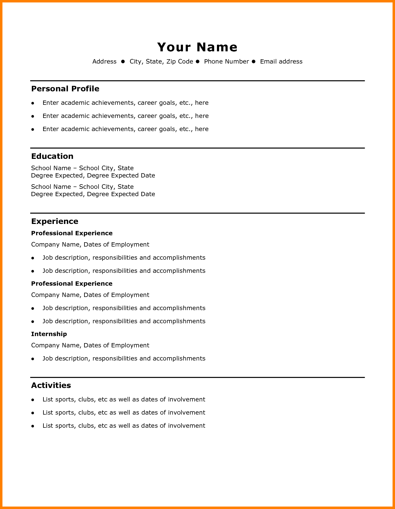 Resume Templates Builder