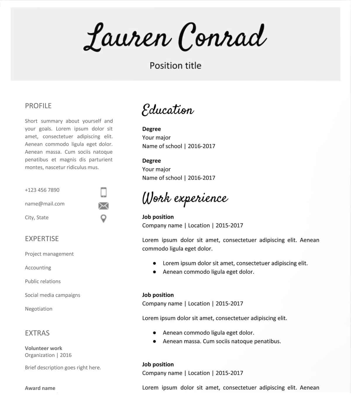 Resume Templates Download Google Docs