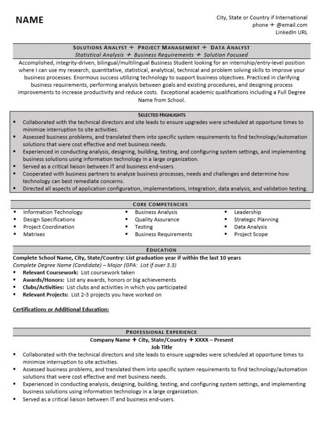 Resume Templates Graduate School