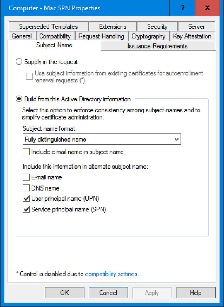 Certificate Template 802.1x