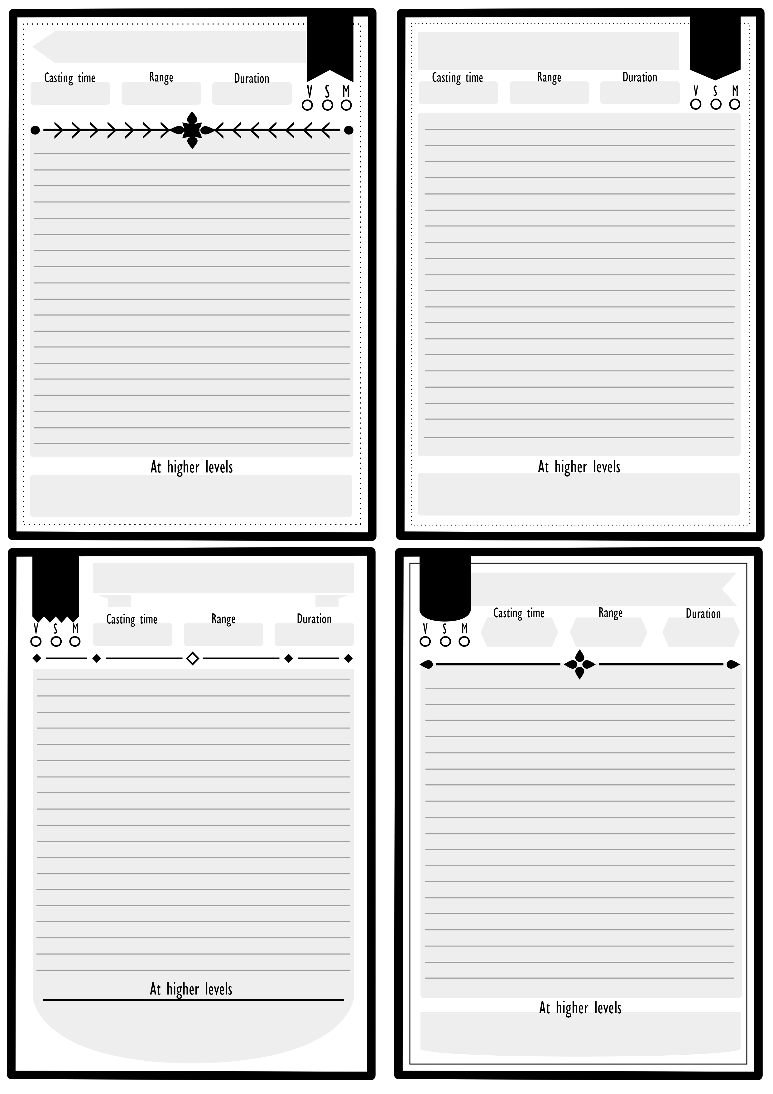 D&D Spell Card Templates