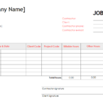 Job Card Templates Excel
