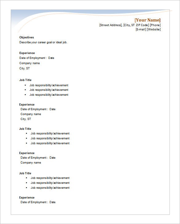 Resume Templates Editable