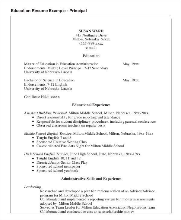 Resume Templates Education