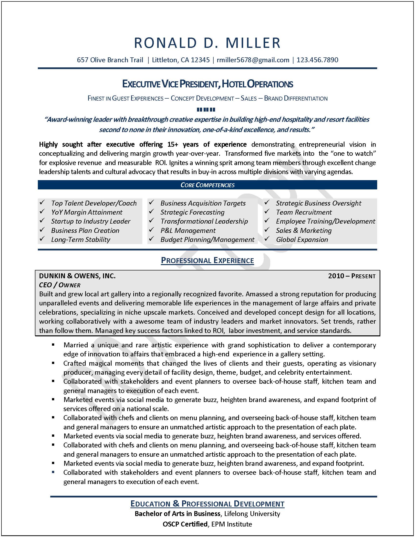 Resume Templates Executive