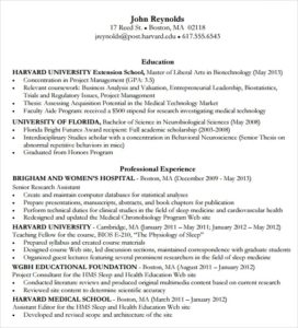 harvard resume template 2022