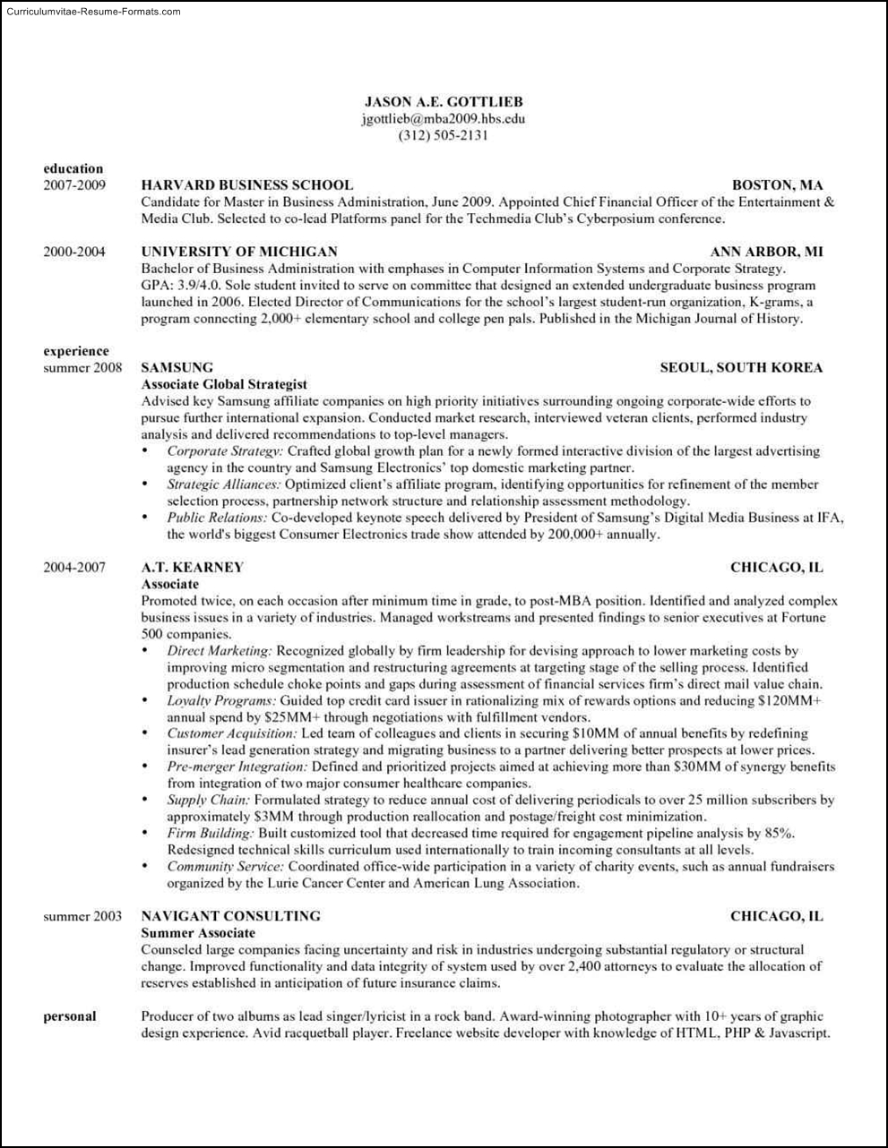 Resume Templates Harvard