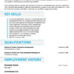 Resume Templates Hospitality