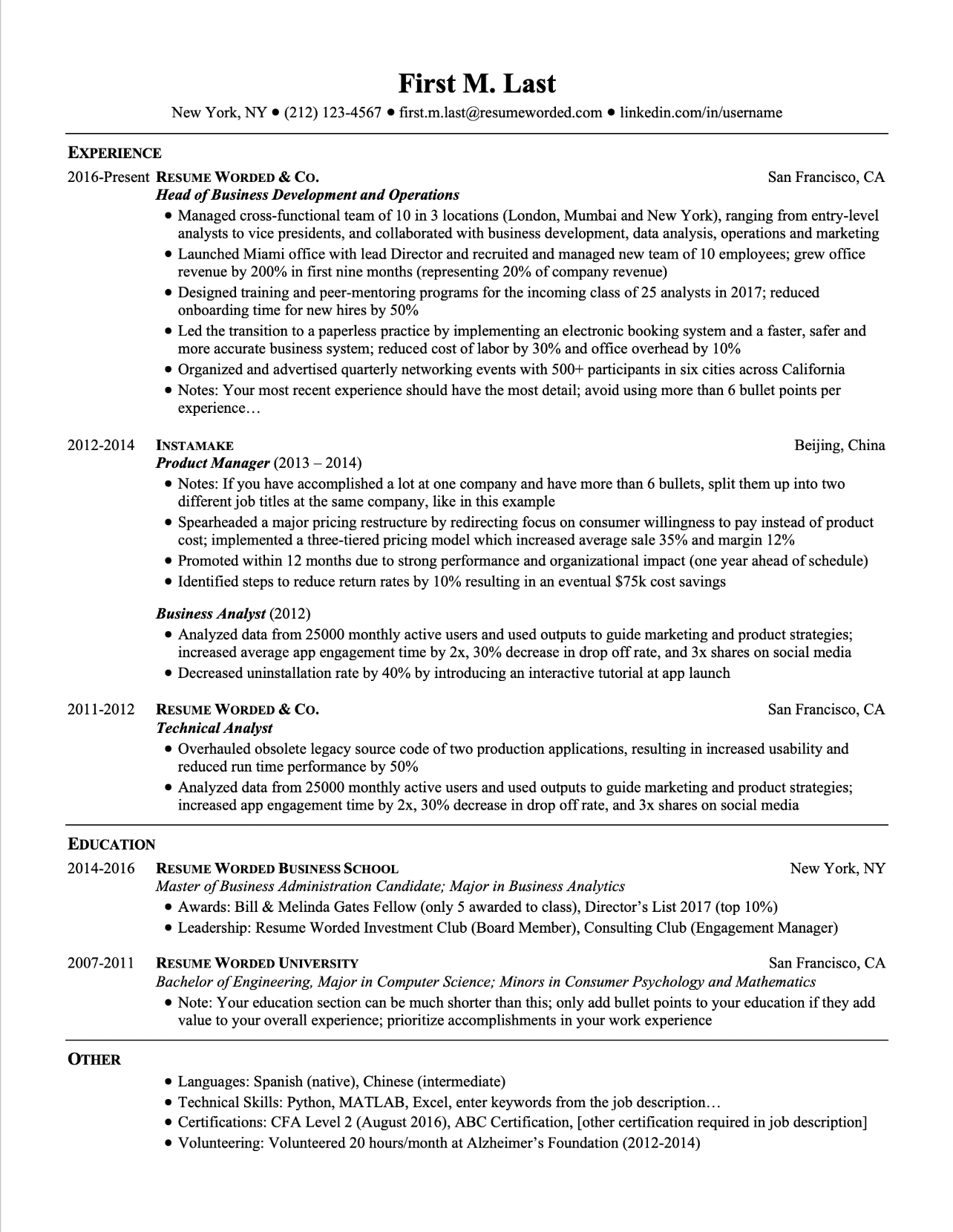 Resume Templates Science