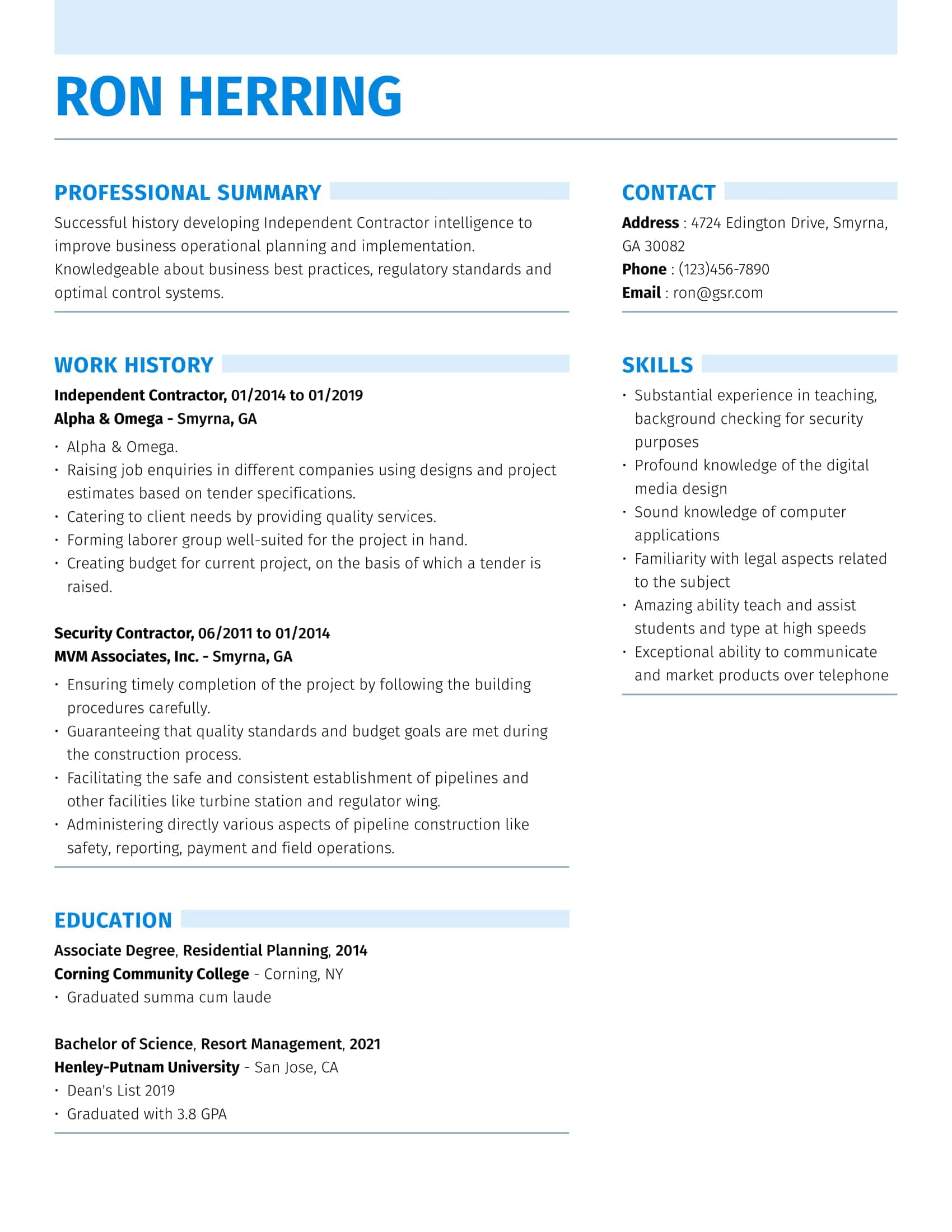 Resume Templates Skills Based