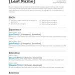 Resume Templates for Job Application