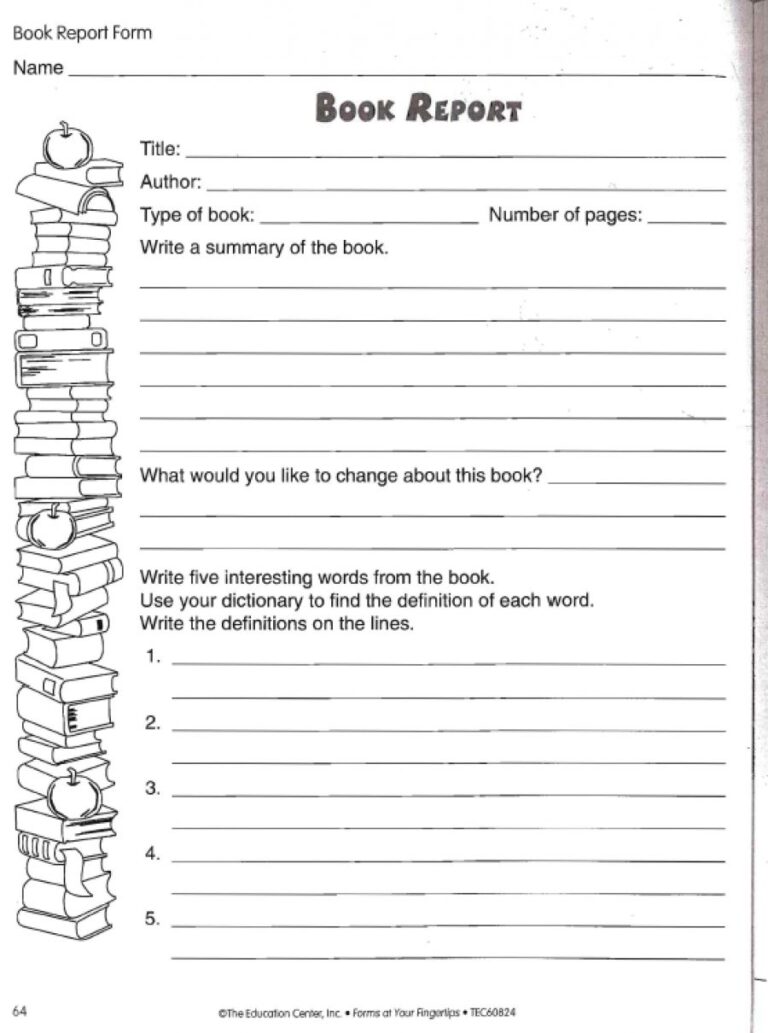 Biography book report template middle school image