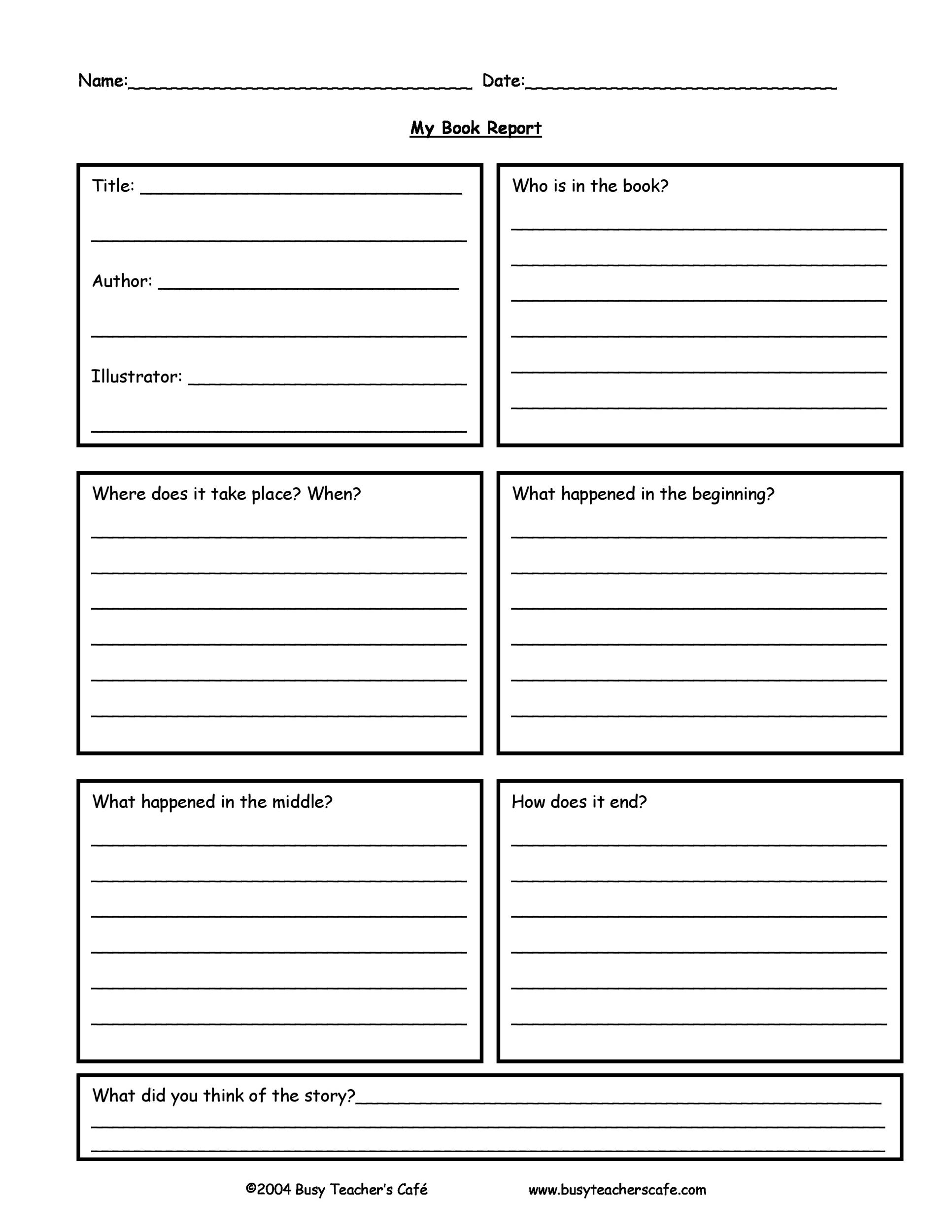 Book Report Template 6th Class 2 TEMPLATES EXAMPLE TEMPLATES EXAMPLE