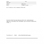 Book Report Template 6th Class