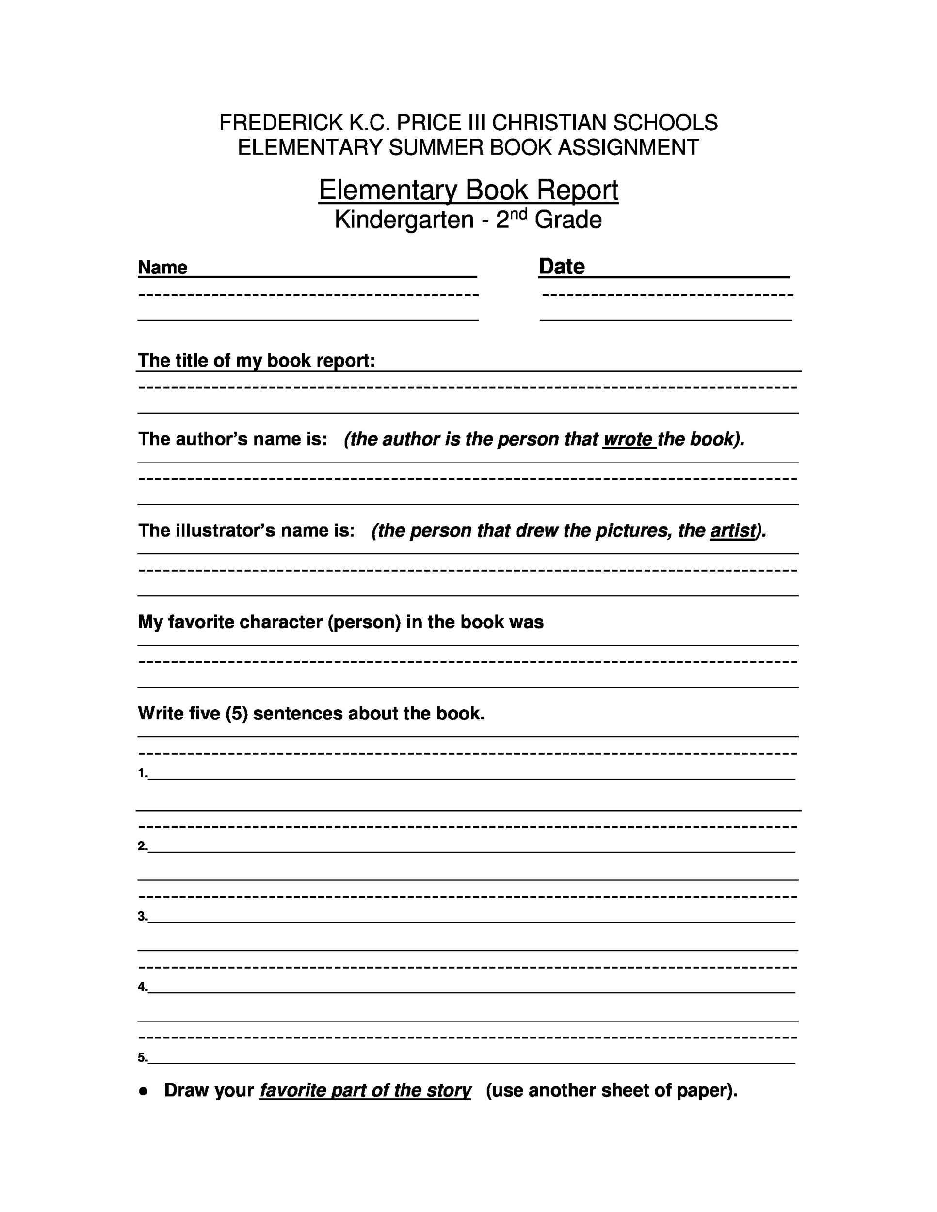 Book Report Template 6th Grade Pdf