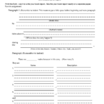 Book Report Template Grade 7