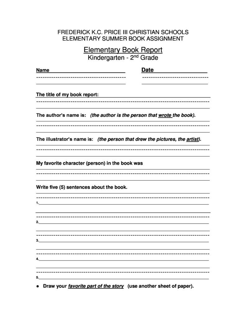 Simple book report template image