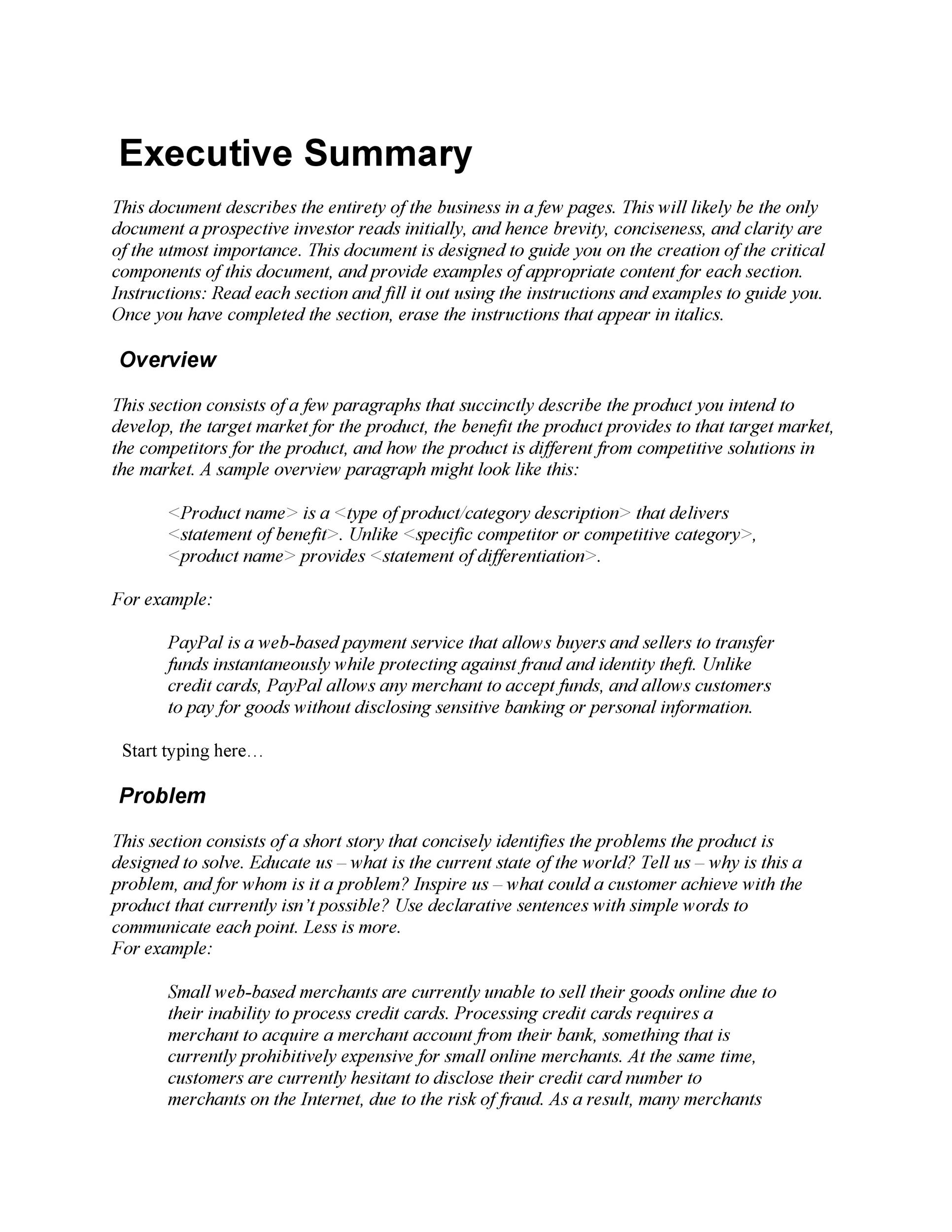 Report Template Executive Summary