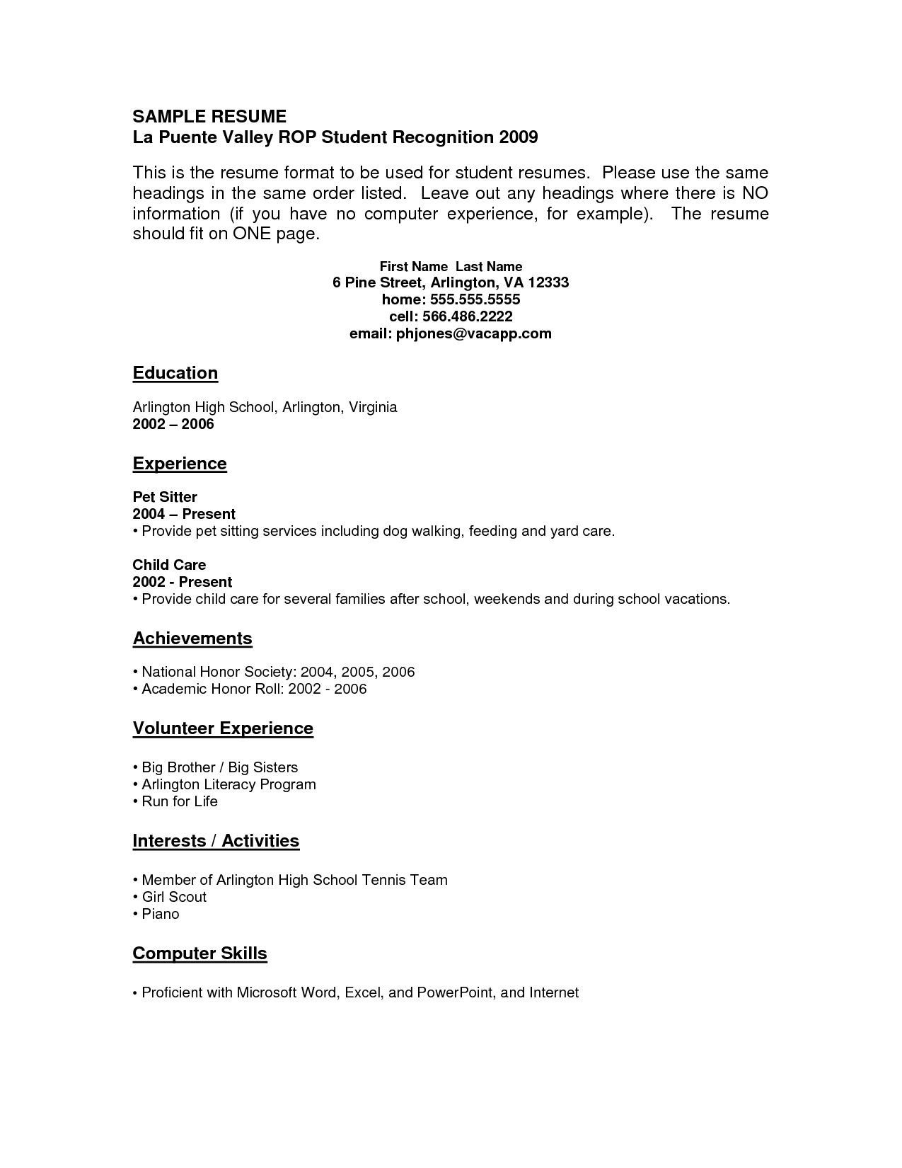 Resume Templates No Experience