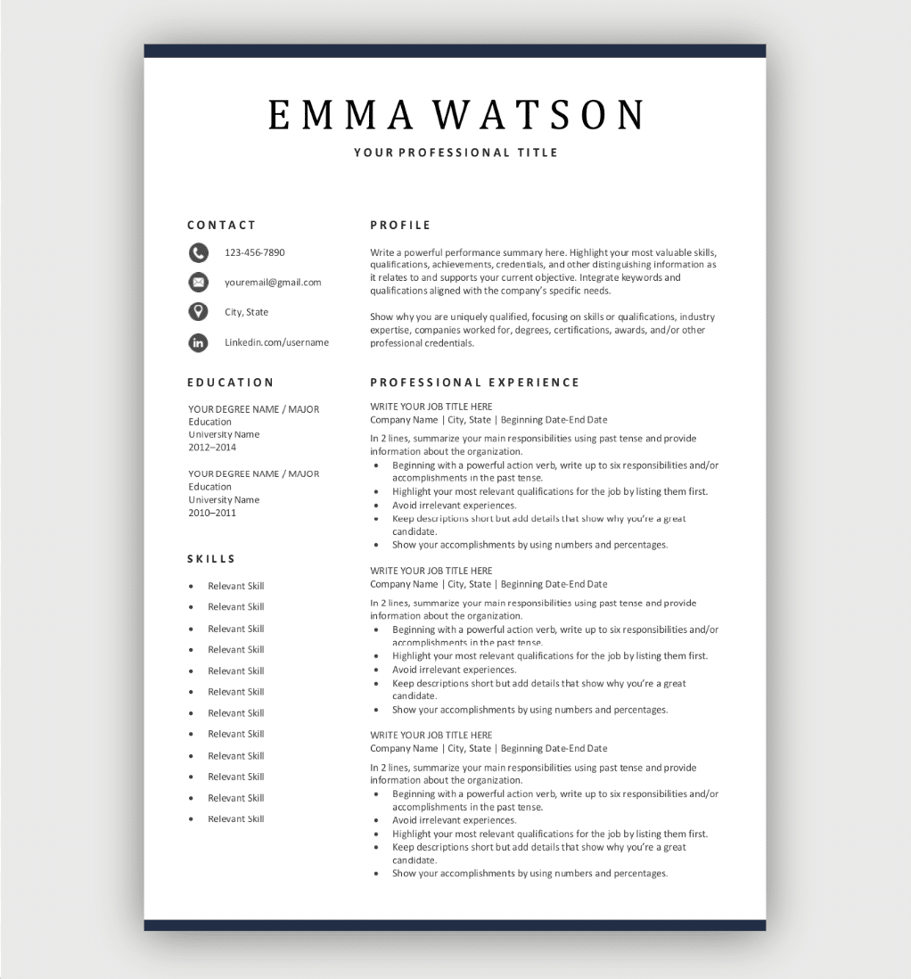 Resume Templates No Sign Up