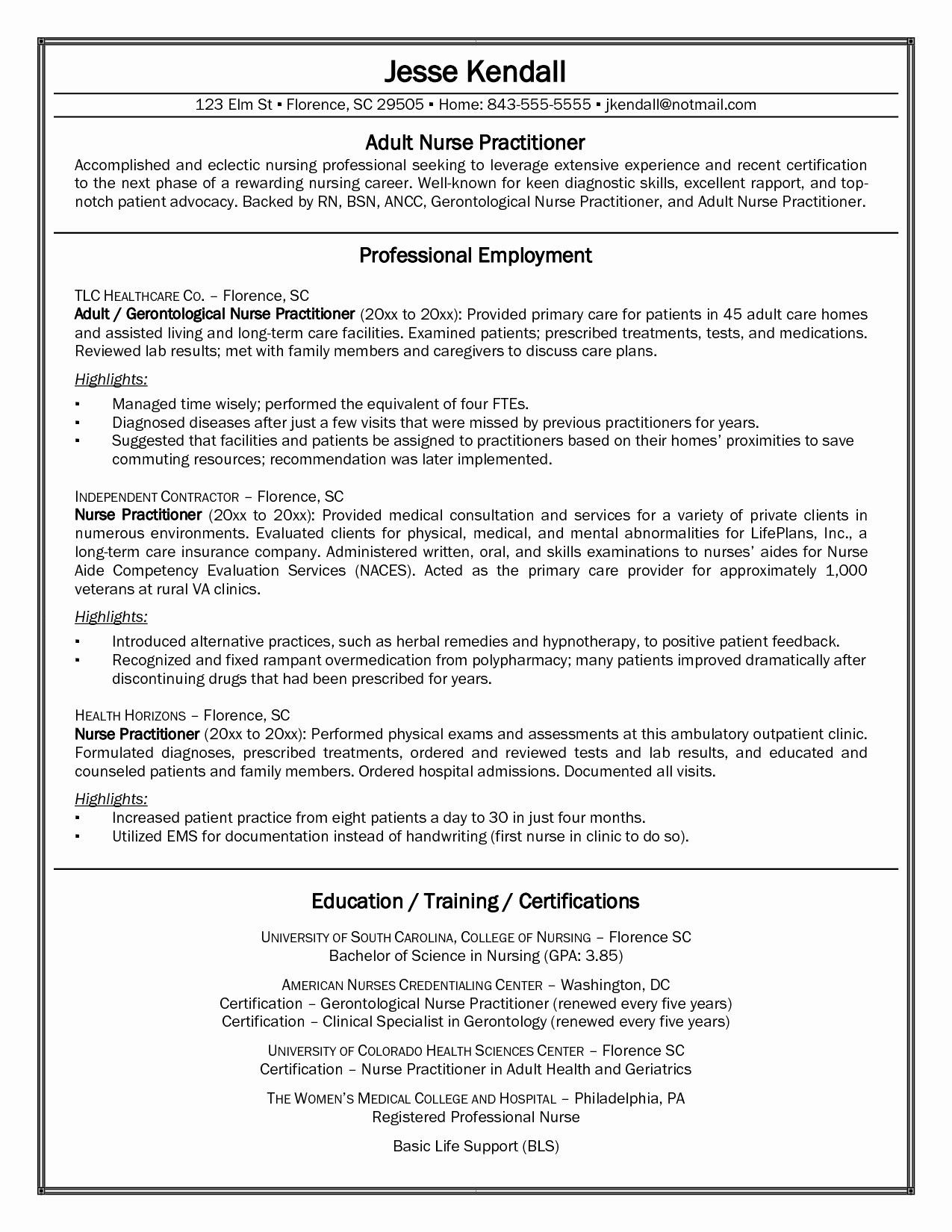 Resume Templates Nurse Practitioner