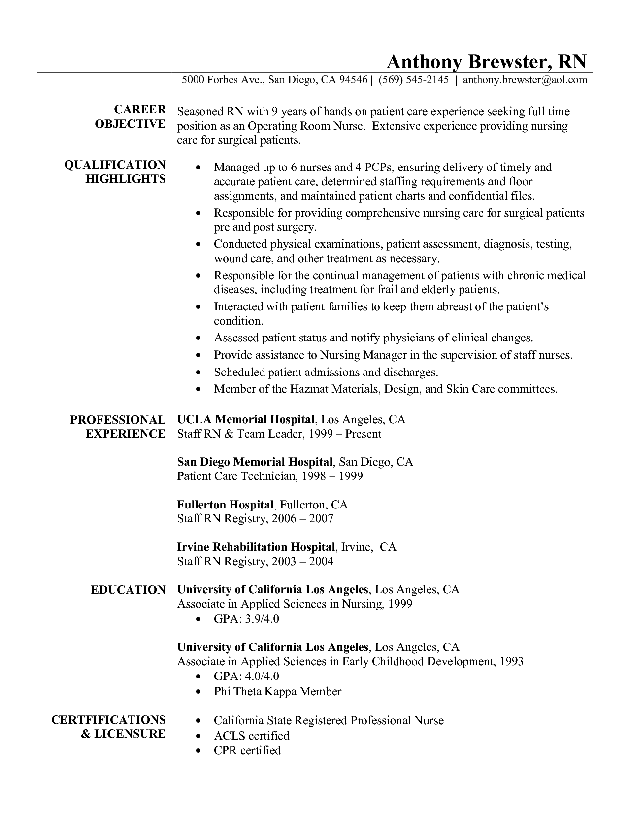 Rn Resume Templates