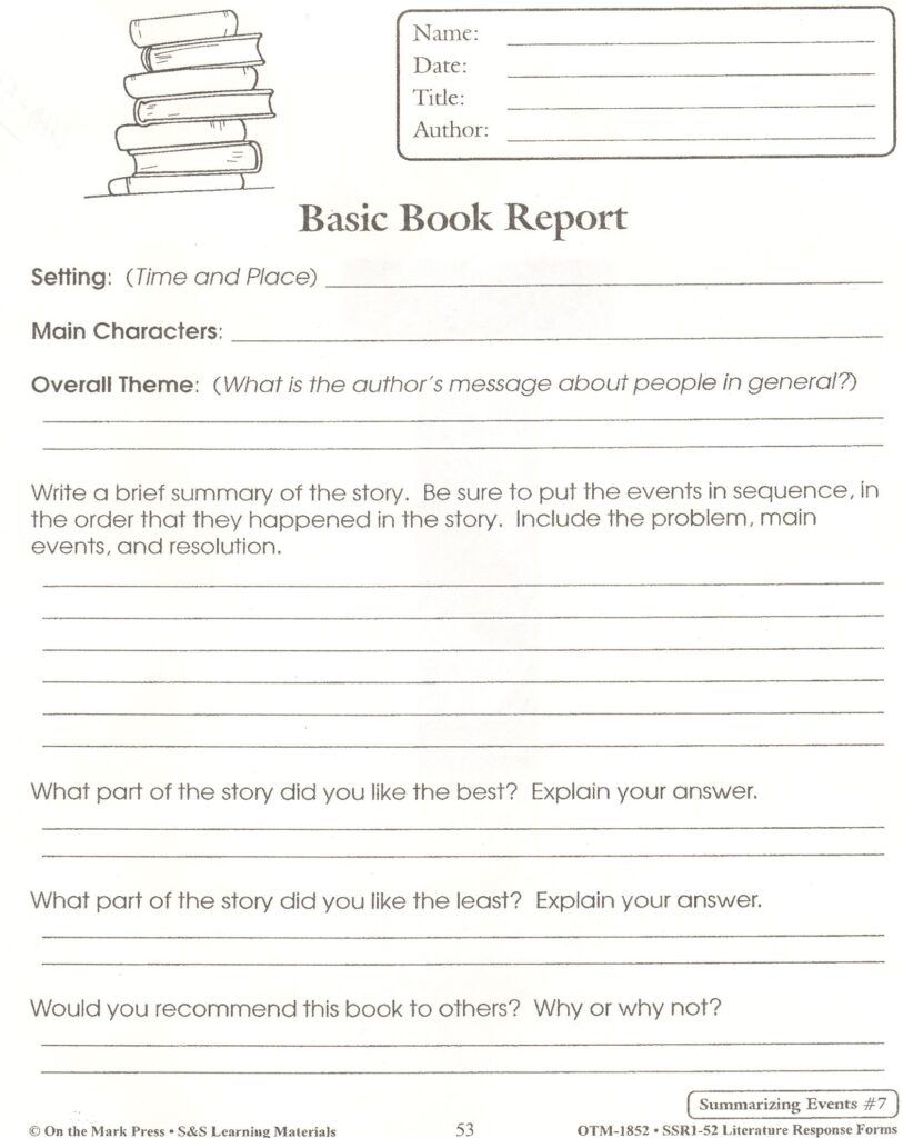 Book Report Template 5th Grade Pdf 4 TEMPLATES EXAMPLE TEMPLATES 