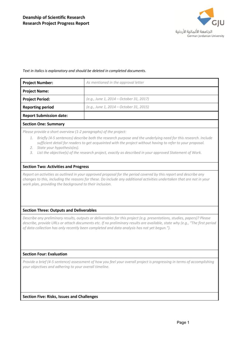 Progress Report Template Research (7) TEMPLATES EXAMPLE TEMPLATES