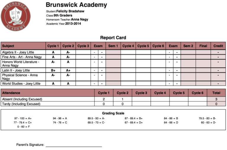 Grade 9 Report Card Template (2) - TEMPLATES EXAMPLE | TEMPLATES EXAMPLE