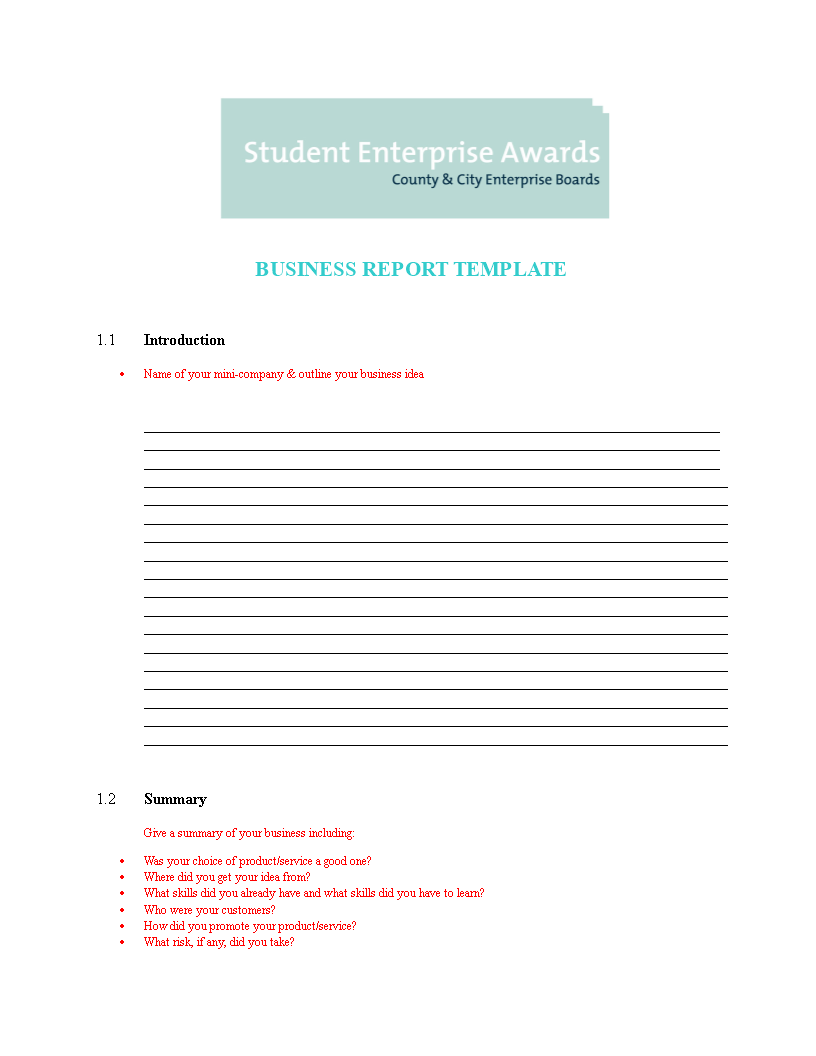 Report Template In Word