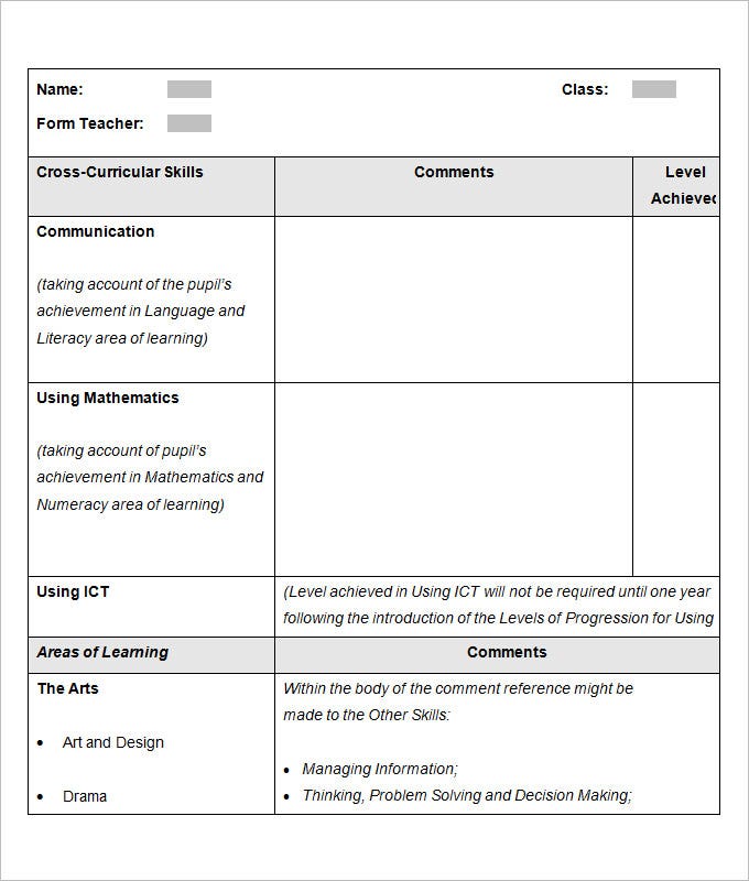 Report Layout Template Word