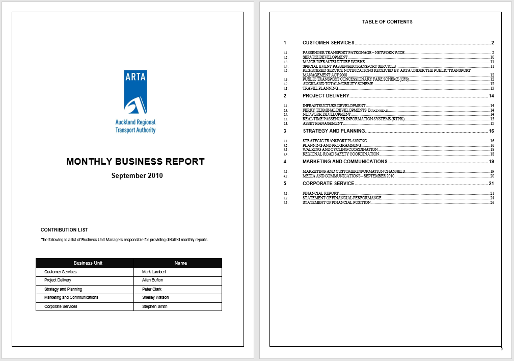 Report Template Ms Word